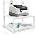 Label Holder Wooden for Rolls & Fan-Fold, Rear Thermal Printer Stand, Shipping Label Organizer for Desktop, Home Office Small Business Use
