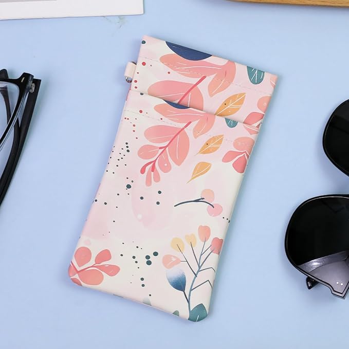 Double Eyeglass Case Soft Dual Glasses Case for Women Men Travel Squeeze Top Sunglasses Cases Eyeglasses Pouch