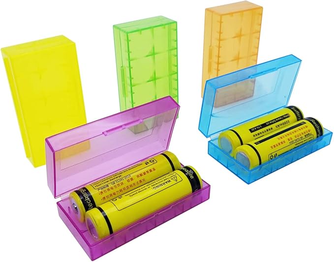 5 PCS Clear Colorful Battery Storage Case Holder Organizer for 18650, Battery Storage Case for 18650 or CR123A Battery