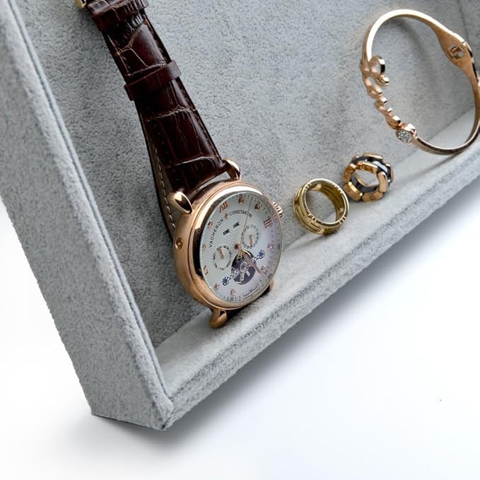 Oirlv Velvet Stackable Jewelry Trays Grids Rings Earrings Bracelet Watch Showcase Display Tray