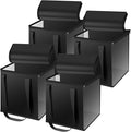 1/4 Pcs Vinyl Record Storage Box with Lid and Handles, Oxford Cloth Record Album Storage Crate, Foldable and Stackable Record Organizer Storage Case for Collecting Valuable Album (4PCS)