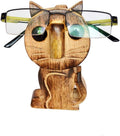 ETROVES Wooden Cat Eyeglass Holder - Bedside Wood Eye Glass Holder/Stand, 5 Inch, Brown