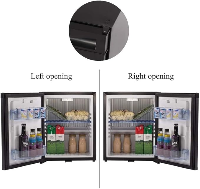 Smad Mini Fridge with Lock Compact Refrigerator for Bedroom Dorm Office No Noise,12V/110V,1.0 Cubic Feet, Black