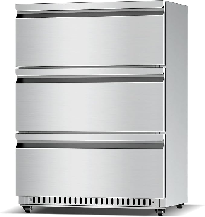 Drawer Refrigerator Outdoor Under Counter Stainless Steel 3 Drawers Beverage Refrigerator Weather Proof Built-in Beverage Fridge for Commercial Home