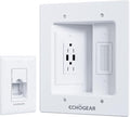 ECHOGEAR TV Cord Hider for Wall Mounted TV with 2X AC Outlets & 2X USB-A Ports - Hide Power Cables & Low Voltage Wires Behind The Wall - Includes Template, Saw, & Low Profile Extension Cord - White
