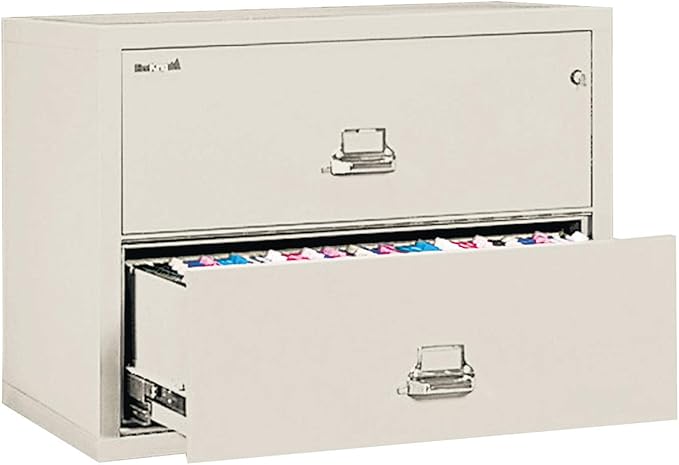 FireKing Lateral 2 Drawer Legal and Letter Fire Safe File Cabinet with Key Lock, 1 Hour Fire Rated, UL Rated & Water Resistant Home Safe, Filing Cabinet, Made in The USA, Parchment