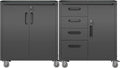 Metal Tool Cabinet,Garage Storage Cabinet System,Wall Cabinet & Locking Rolling Tool Cabinet with Doors and Adjustable Shelves,Steel Tool Cabinets for Home (2 Pcs-Styled, Black)