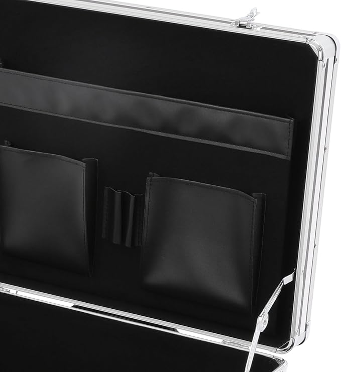 Rolling Cart for Teachers, Rolling File Cart with Hanging Folders, Portable File Box with Handle, Aluminum Alloy, Passcode Lock, Striped Pattern