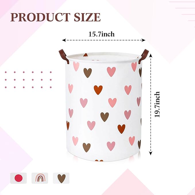Patelai 3 Pieces Large Laundry Hamper Round Collapsible Organizer Storage Bin Waterproof Foldable Dirty Clothes Laundry Basket for Home Bathroom(Rainbow)