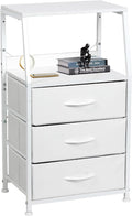 Dresser for Bedroom, Fabric Nightstand Tall Dresser & Chests of Drawers with 3 Drawers, Vertical Organizer Storage Tower Unit for Bedroom, Hallway, Entryway White