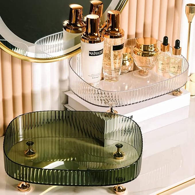 Vanity Tray Perfume Organizer – Acrylic Bathroom Tray,Countertop Storage Decor Trays for Dresser,Makeup Skincare Cosmetic Organization (Clear)