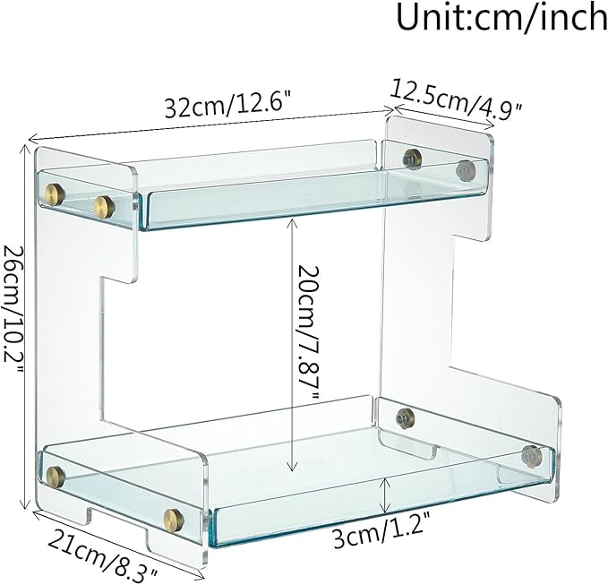 Bathroom Organizer Countertop,2 Tier Bathroom Counter Organizer Kitchen Spice Rack Cosmetic Organizer,Countertop Storage Shelf for Bathroom, Kitchen, Living Room, Bedroom, Dressing Table