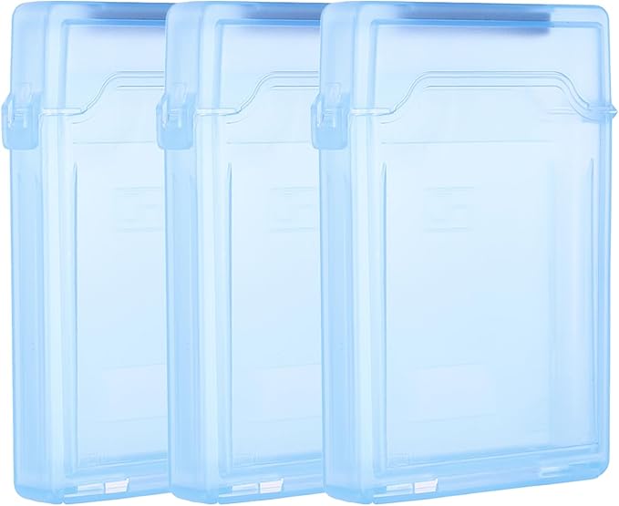 PATIKIL 4.5" x 3.2" Hard Drive Disk Case, 3Pcs Plastic Hard Disk Storage Box Portable Anti-Static Case for 2.5" External SSD HDD, Blue