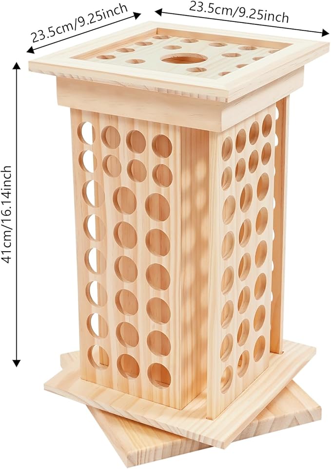 Wooden Essential Oil Bottle Display Rack Rotating Essential Oil Storage Organizer with 125 Holes, Holder Bottles Roller Shelf for Essential Oils, Nail Polish, Fragrance Oils, Cosmetics