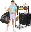 KASSELL Garage Sports Organizer Storage rack for sports equipment Ball, Heavy Duty Toy and Gear Storage Organizer with Grab and go bags (Black)