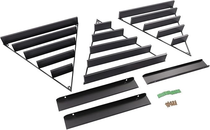 Elegant Gold Wall Mounted Nail Polish Rack - Set of 6 Triangular Cosmetic Display Shelves for Essential Oil Bottles, Organize Your Lipsticks and Perfumes in Style at Home or Salon (Black)