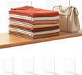Acrylic Shelf Dividers for Closet Organization: 10" Tall x 12" Deep Closet Shelf Divider for Clothes Sweater Purse - Clear Closet Organizers and Storage Separators for Shelves, 4Pack
