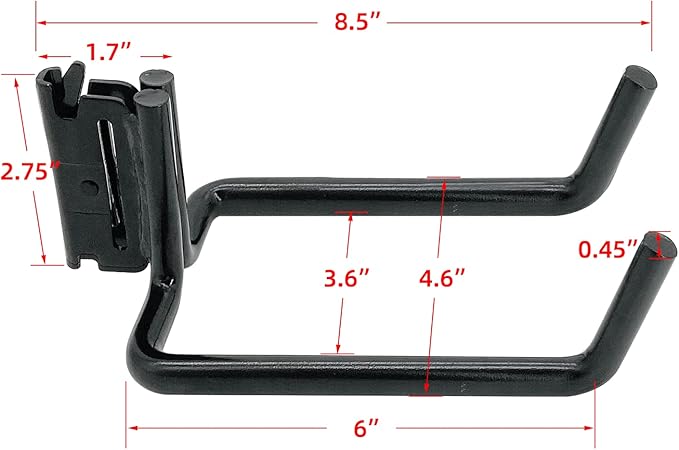 2 Pack E-Track Heavy Duty Shovel Hanger for Store Long Handled Tools,Large Steel Tool Double J Hook, Tool Hanger | E Track Accessories for Enclosed Trailer or Trucks (Black)