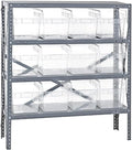 Quantum Storage Systems 1239-SB807CL Solid Heavy Duty 4 Shelves 12 STORE-MAX Clear Bins 39" H x 36" W x 12" D