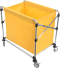 Commercial Laundry Cart with Wheels,Folding Laundry Hamper Cart,Heavy Duty Rolling Laundry Basket with Large Capacity,Laundry Sorter Trolley for Home Hotel Apartment (Yellow, 35.43 * 23.62 * 34.65in)