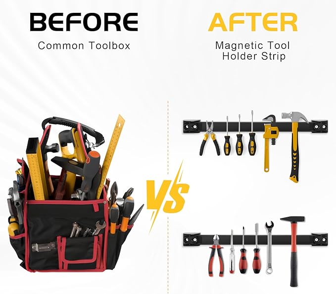 DGSL Magnetic Tool Holder Strip 5 Pack, 12 In Heavy Duty Tool Organizer Magnetic Strip, Tool Magnet Bar For Garage Tool Organization