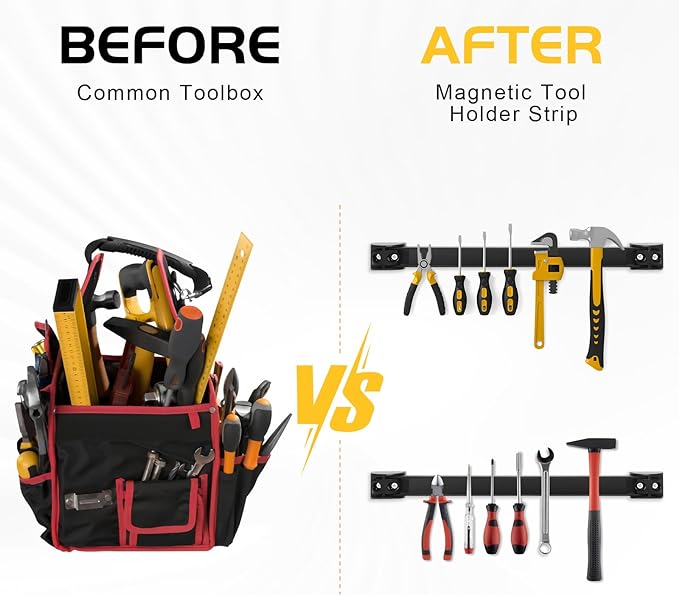 DGSL Magnetic Tool Holder Strip 5 Pack, 16 In Heavy Duty Tool Organizer Magnetic Strip, Tool Magnet Bar For Garage Tool Organization