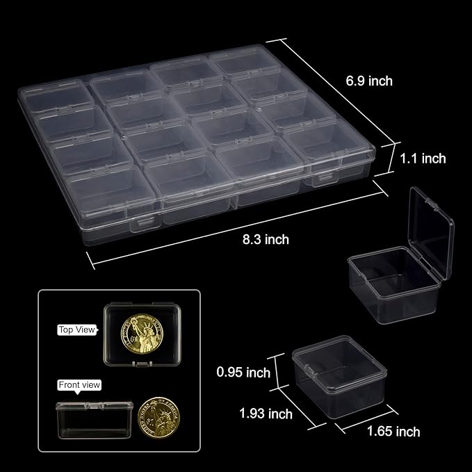 ZIIYAN Bead Storage Containers - 64 Clear Plastic Bead Organizer Boxes with Hinged Lid, Craft Organizers and Storage for Diamond Painting Art, Small Parts, Jewelry Charms