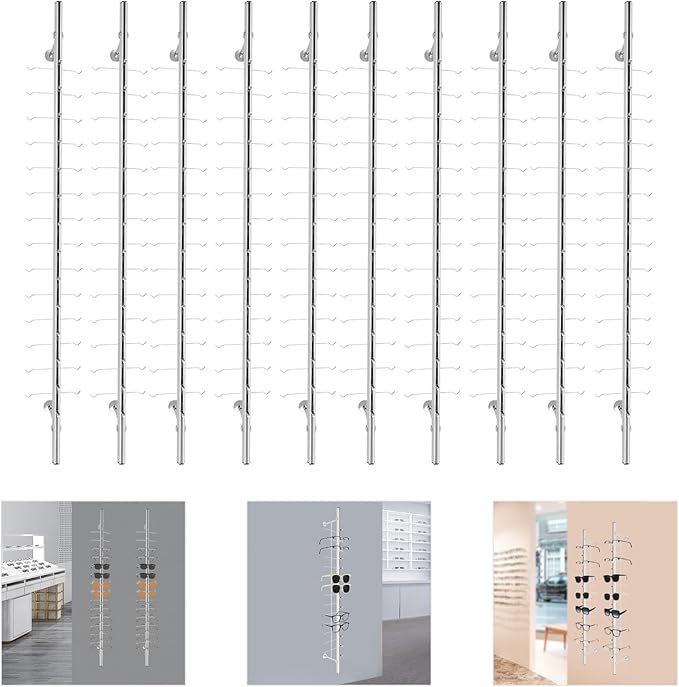 10Pcs Eyeglass Display Rack,Wall-Mounted Sunglasses Storage Organizer,Eyeglass Display Stand Holder,Glasses Rack for Stores,Personal (Hold 14 Frames)