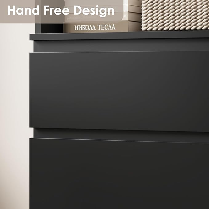 GarveeHome 70" Tall Bookcase with Drawers, Bookshelf w/ 3 Tier Open Shelves & 3 Storage Drawers, Modern Deep Storage Book Shelf Storage Cabinet Organizer for Living Room Office Library (Black-Q)