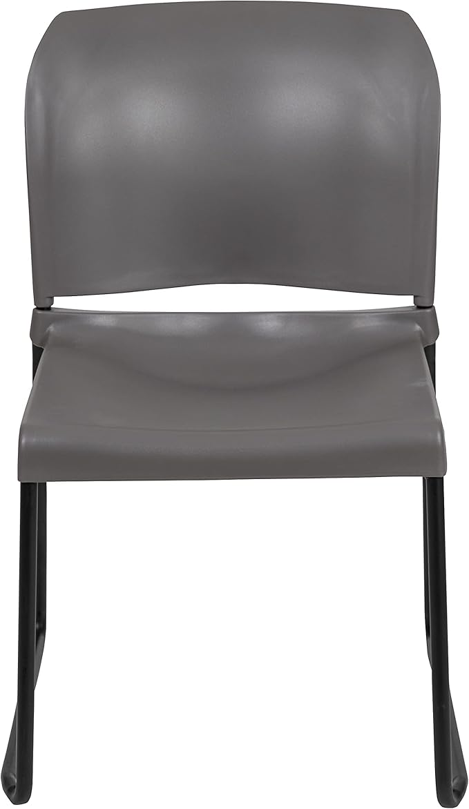 Flash Furniture Hercules Series Contoured Stacking Chairs for Waiting Rooms and Offices, Ergonomic Lobby Chairs with Curved Back, Set of 5, Gray