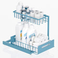Under Sink Organizer Storage 2-Tier Premium Metal Pull-Out Racks, Height Adjustable, Easy Installation | Kitchen & Bathroom Organizers Pack of 1 Teal