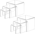 Fixwal 2 Set Acrylic Display Risers Cupcake Stands Clear Dessert Table Display Set, Display Shelf for Funko POP Figures-3"x4"x5"