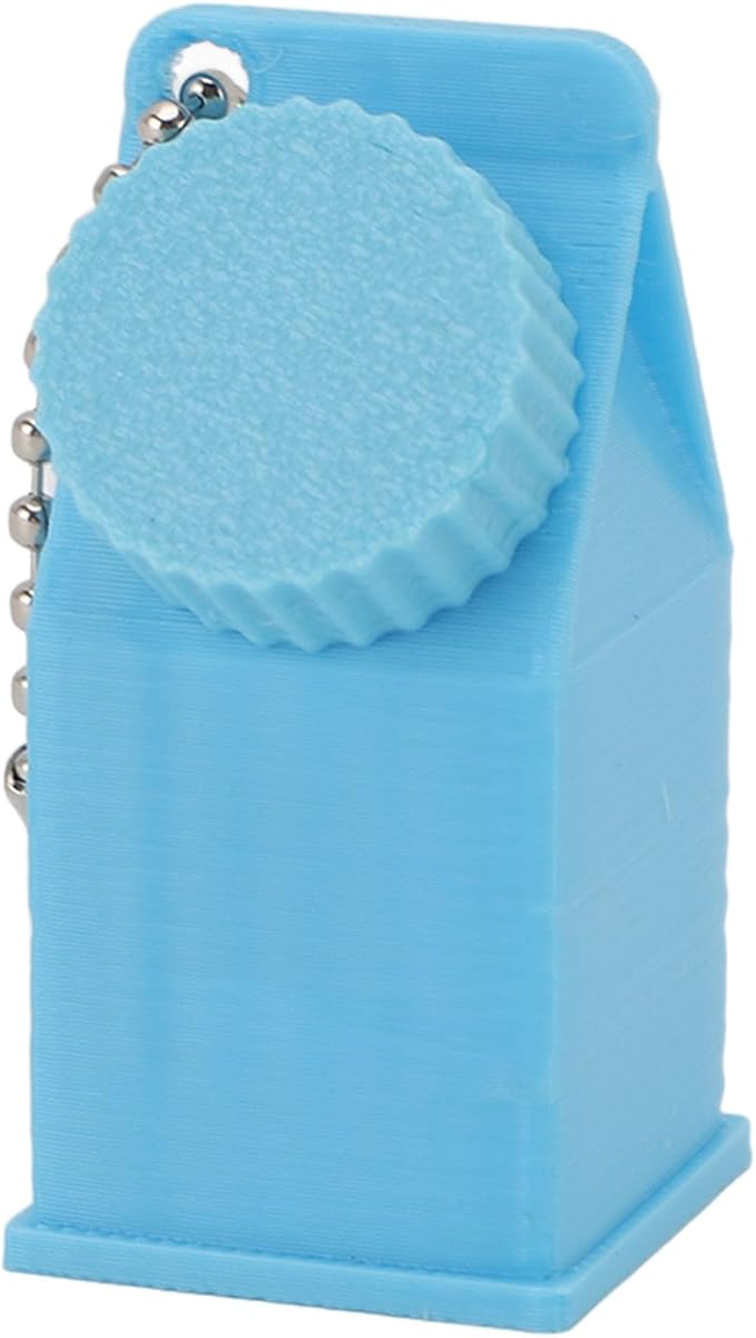 TOPINCN Milk Carton Box Keychain,Tolerant Holder Milk Carton Keychain Holder Mini Lactose Intolerance Pills Case Keychain Container (Blue)