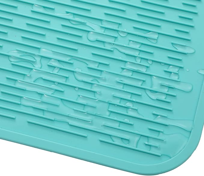 Silicone Dish Drying Mat for Multiple Usage,Easy clean,Eco-friendly,Heat-resistant Silicone Mat for Kitchen Counter or Sink,Refrigerator or Drawer Liner Mint 4XL 32 inches x 18 inches