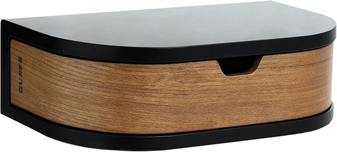 10.4Inch Floating Nightstand, Wall Mounted Bedside Shelf, Handmade Bedroom Furniture,Floating Bedside Table, Floating Nightstand with Drawer (Black, Single Drawer)