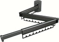 Wall Mounted Drying Rack, 220LB Capacity Tri-Fold Aluminum Clothes Airer, 180° Swivel Space Saving Laundry Rack for Indoor Outdoor Use in Bathroom, Balcony, Kitchen (Black)