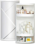 Bathroom Storage Corner Vanity Cabinet 24"x8.75"x8.75" Space Saver Rotating Organizer - 2-Tiered Storage Cabinet Countertop Storage or Wall Shelf - White Corner Shelf - Hidden Storage Rack