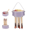 Makeup Brush Cleaner Mat,3 in 1 Upgraded Foldable Silicone Makeup Brush Cleaner Cosmetic Brush Cleaner Makeup Brush Scrubber Bowl for Cleaning, Organizer And Upside Down Drying(Foldable Purple)