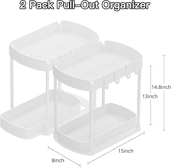 Multi-Purpose Pull-Out Storage Organizers, Under Sink & Cabinet Storage, 12.8 Inch, White (白色)