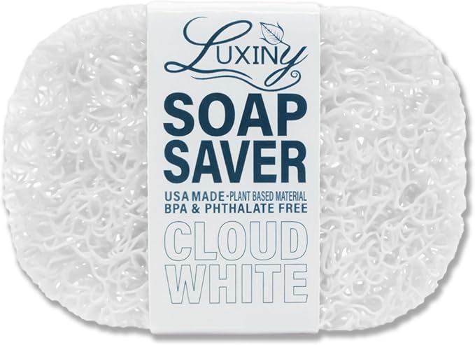 Soap Savers for Bar Soap, American Made by Luxiny, Lifts Soap in Soap Dishes & Shower Soap Holders -Handmade Soap Lasts Longer -Made from Plant Based Materials (Cloud White)