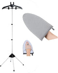 Clothes Steamer Stand Hanger with Steamer Ironing Glove for Steaming Clothes, Handheld Garment Steamer Rack with Grey Mini Handhelded Ironing Pad Board