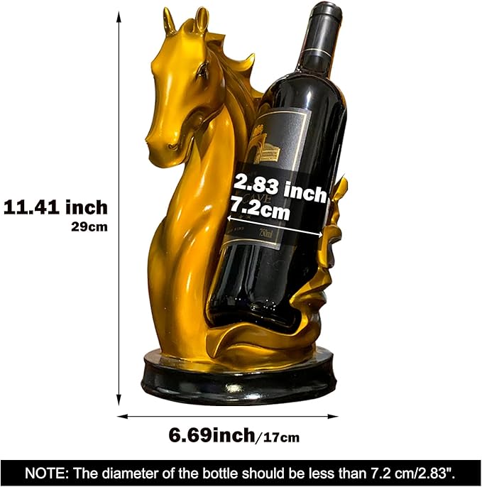 Wine Bottle Holder Wine Racks Tabletop Horse Statue as Home Kitchen Wine Cellar Decorative Storage Organizer, Horse Sculpture Horse Decor Horse Gifts for Girls Men Women (Gold)