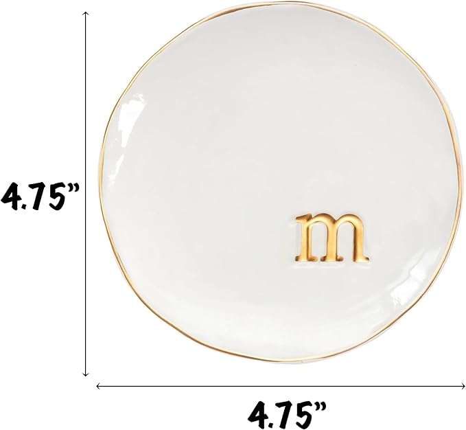 COLLECTIVE HOME - Ceramic Jewelry Tray, Decorative Trinket Dish for Rings Earrings Necklaces Bracelet Watch Keys, Birthday Mother's Day Christmas Gift for Women, 4.75", Glossy (m)