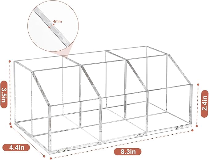 Clear Makeup Brush Holder Organizer Acrylic 6-Slots Cosmetic Brushes Storage Organizer for Vanity Countertop