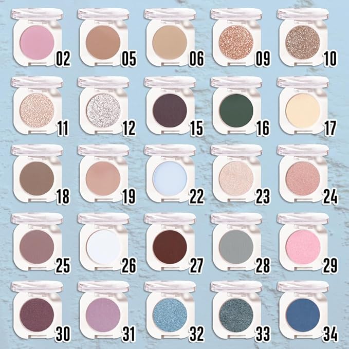 Light Blue White Single Eyeshadow Makeup, Neutral Powde Eye Shadow for Women, Light White Matte Singles Eyeshadow Palette Pigmented Waterproof,sombras para ojos, Girls Christmas Eyeshadows Gift