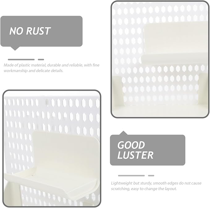Punch Pegboard Shelf Display Wall Organizer Kit Plastic Lightweight Wall Pegboard Holder with DIY Combinations for Bedroom Bathroom Kitchen Storage Smooth Edges White