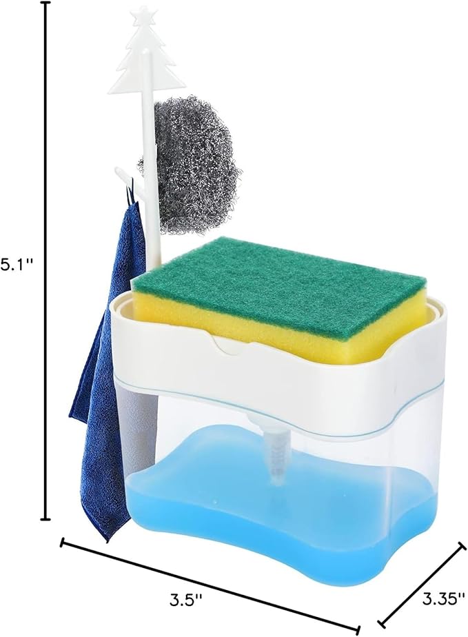 Premium Quality Dish Soap Dispenser - Countertop Kitchen, Sink Dish Washing Soap Dispenser 13 Ounces (Sponge Included)