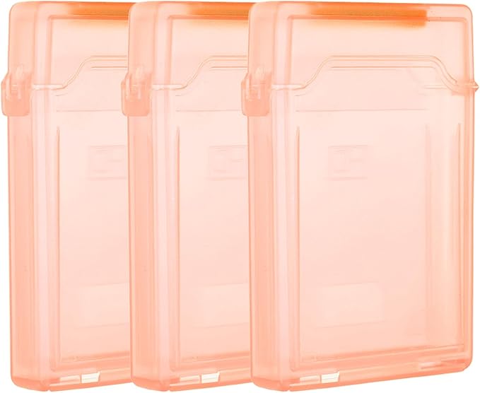 PATIKIL 4.5" x 3.2" Hard Drive Disk Case, 3Pcs Plastic Hard Disk Storage Box Portable Anti-Static Case for 2.5" External SSD HDD, Orange