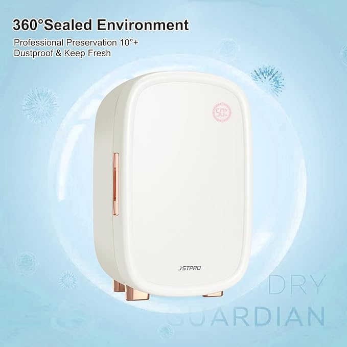 Skincare Fridge 12 Liter, Beauty Fridge for Comestic storage 10°C/50°F + Intelligent Constant Temperature Control Mini Refrigerator, White Compact Cosmetics Refrigerator for Makeup Lipstick