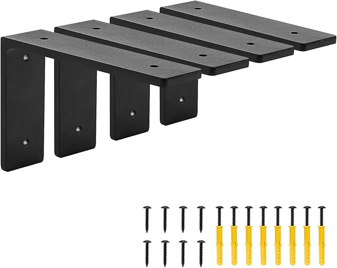 6"x 4"Shelf Brackets, die-cast Formation, Vertical Angle, Premium Alloy Metal Heavy Duty Shelf Bracket, high Strength Mounting Hardware Included, Corner Brace Joint,Pack of 4 ,6 INCH x4 INCH(No Beam)